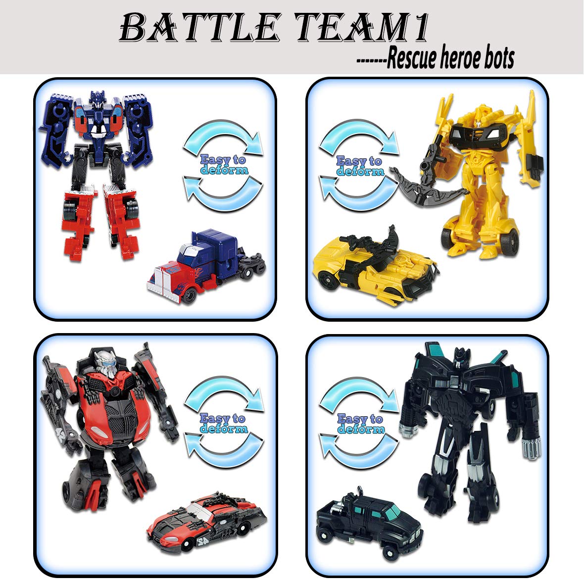 8 Pcs Mini Car Robot Toys for Kids - 3.5 Inch Transformable Action Figures, Perfect Birthday Party Favors & Gifts for Boys Girls Age 5+ | Great for Playtime, Collecting & STEM Learning Activities