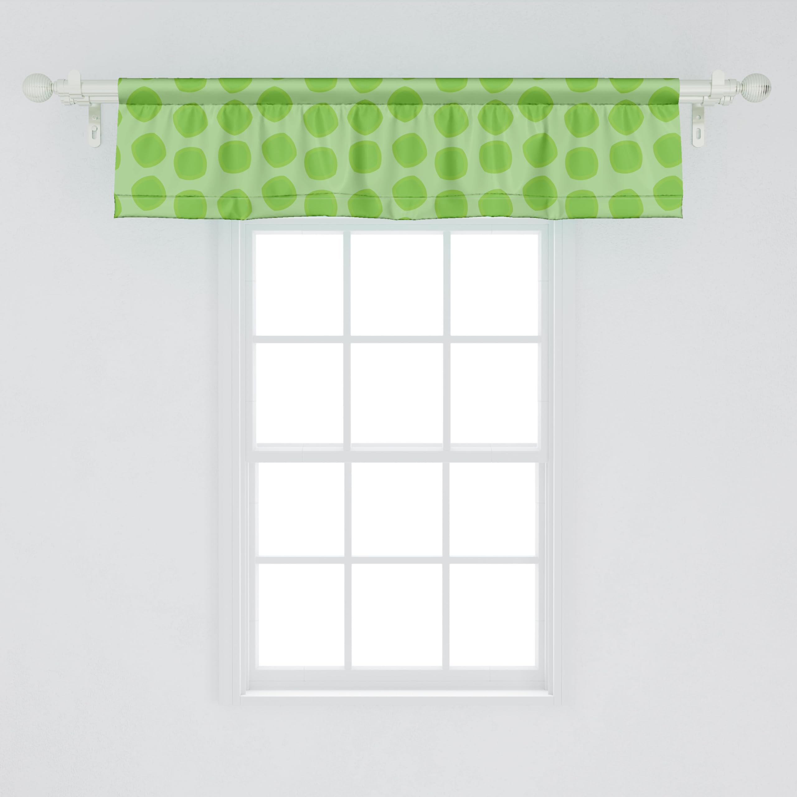 Ambesonne 2-Pack Lime Green Window Valance Curtains - Modern Geometric Pattern in Various Shades, Rod Pocket Design for Kitchen & Bedroom, 54x12 Inches, Almond Green - Perfect for Minimalist Home Decor & Window Treatments
