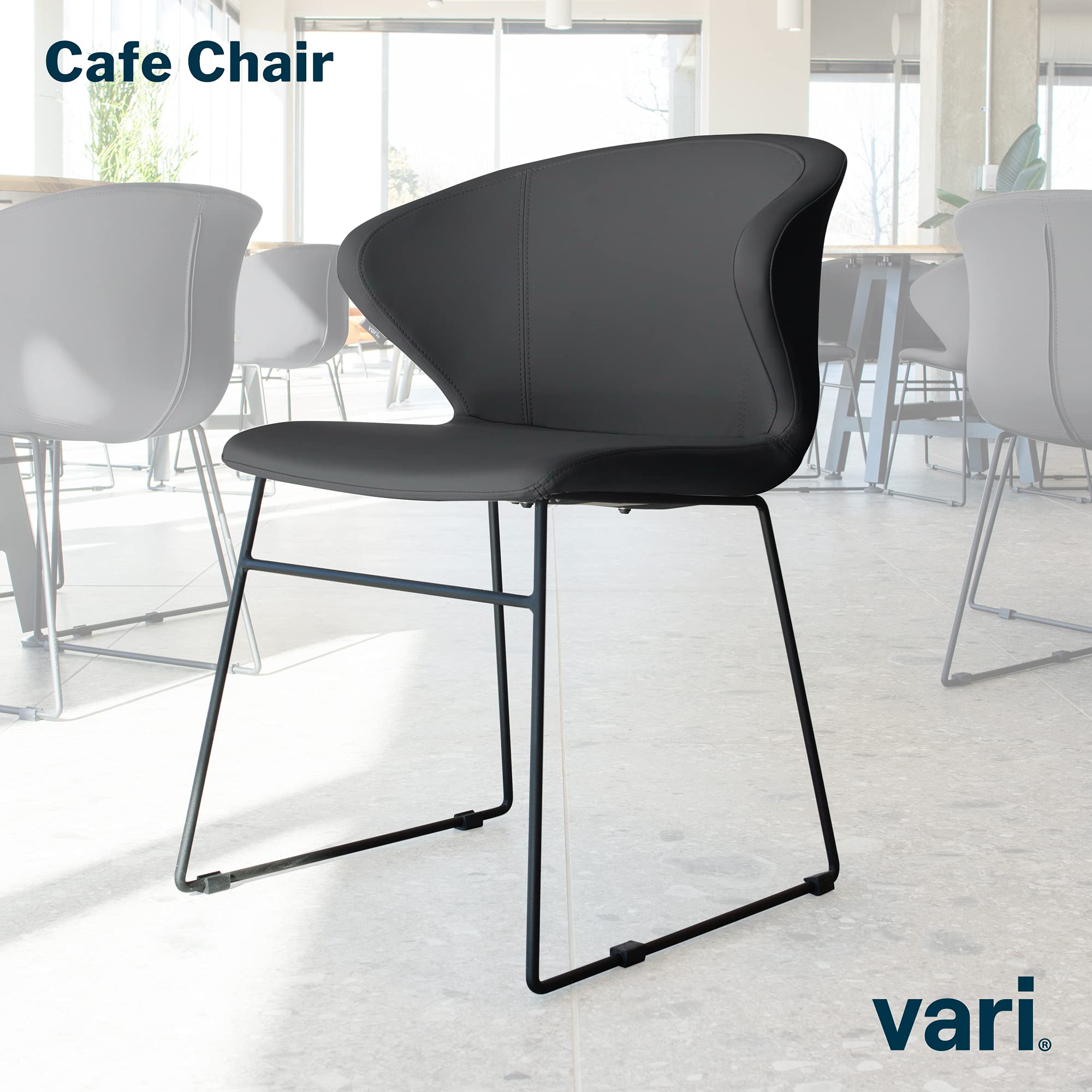 Faux Leather Vinyl Side Chair - Commercial Office Guest Chair for Lobby & Break Room - Shadow Grey