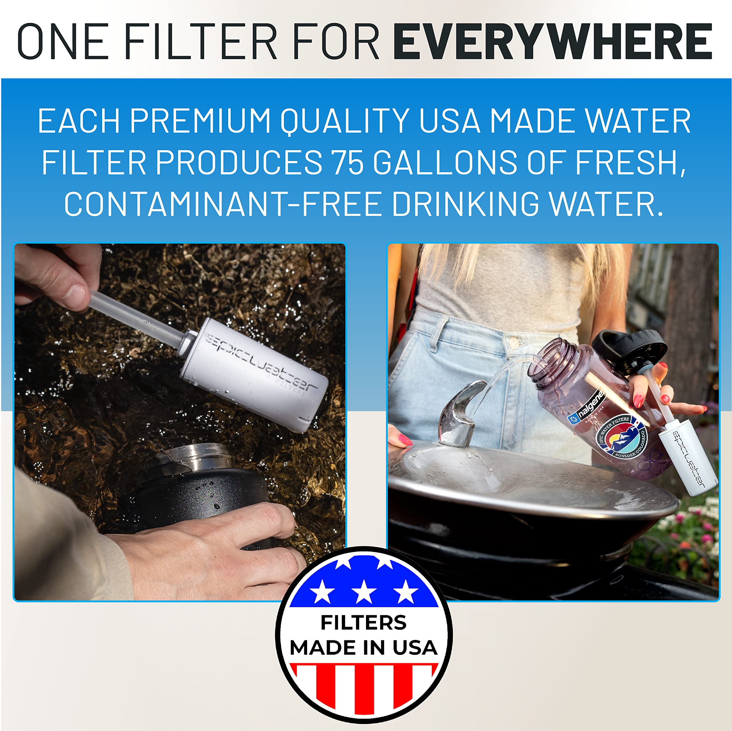 Epic Water Filters Nalgene OG Water Bottle with Built-in Filter | 32oz BPA-Free Water Bottle | Removes 99.99% of Tap Water Contaminants & PFAS | Made in USA | Perfect for Hiking, Camping & Outdoor Adventures