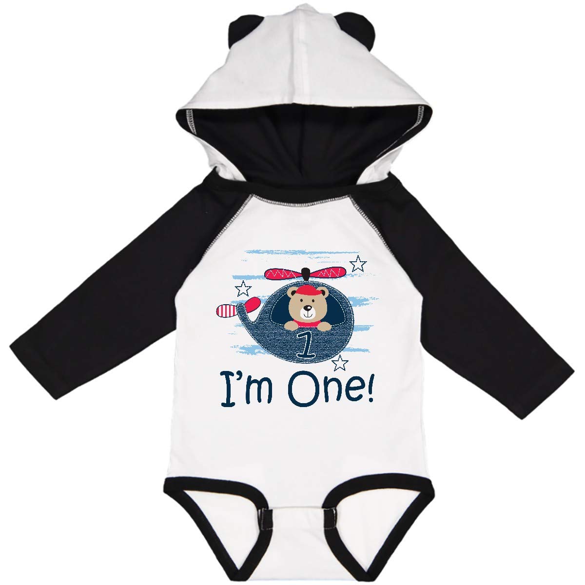 Inktastic 1st Birthday Boys Helicopter Print Long Sleeve Bodysuit - Cute 1 Year Old Baby Outfit for Birthday Party, Photo Shoot & Special Occasions