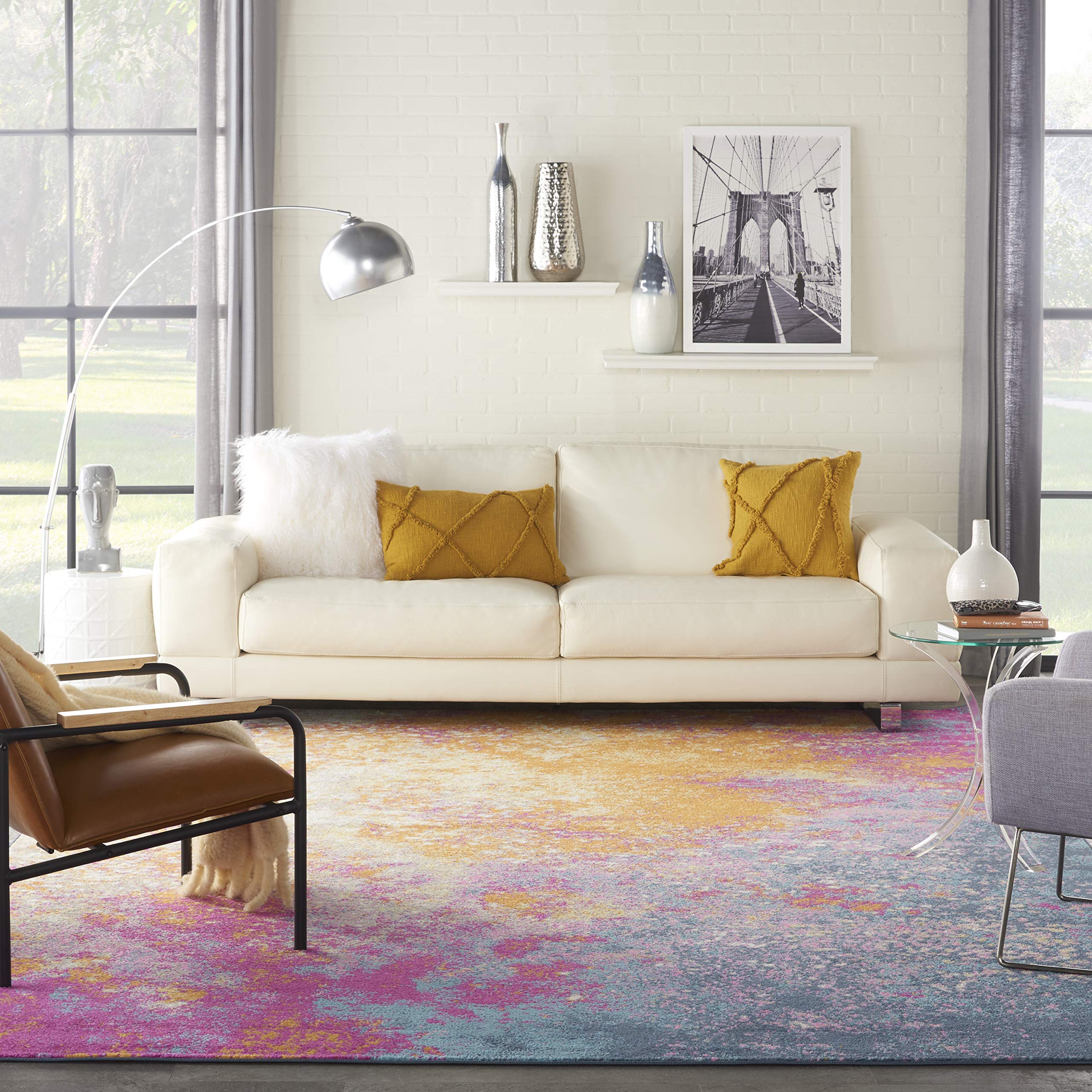 Nourison Passion Sunburst 10' x 14' Modern Abstract Area Rug - Easy Cleaning, Non-Shedding - Perfect for Bedroom, Living Room, Dining Room & Kitchen Decor