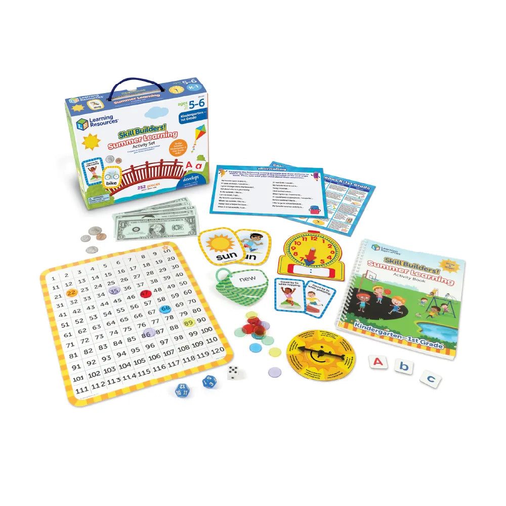 Skill Builders Summer Learning Activity Set for Kindergarten & 1st Grade - Fun Educational Games for Kids at Home or Classroom
