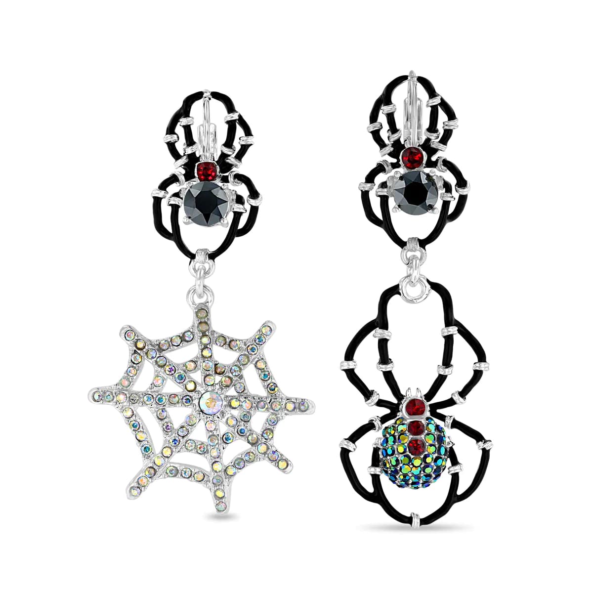 Spooky Black Spider Halloween Leverback Earrings - Silver Plated Gothic Jewelry for Women - Perfect for Costume Parties, Trick or Treat & Haunted House Events