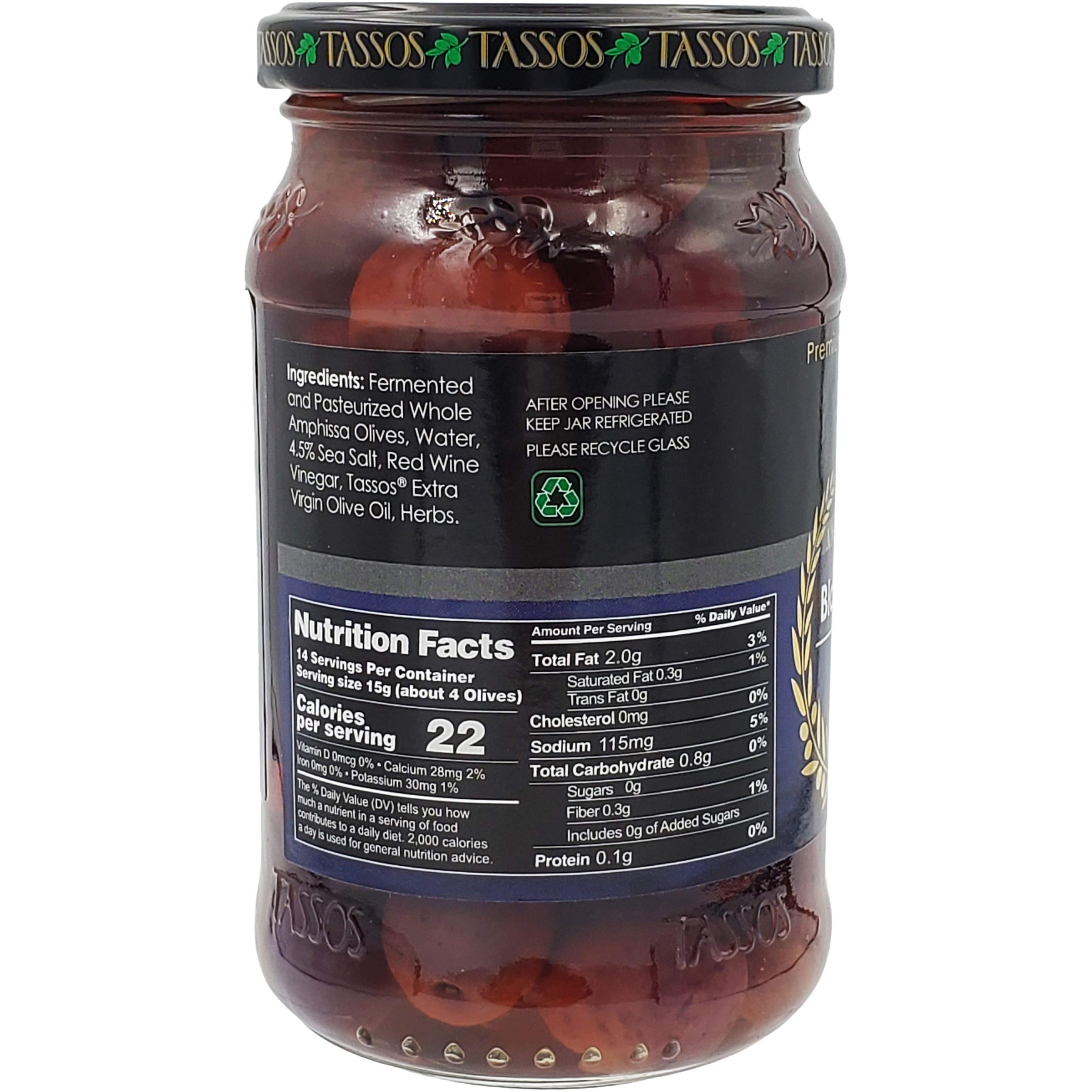 Premium Tassos Natural Black Greek Olives in Red Wine Vinegar & Extra Virgin Olive Oil - 12.91oz (2-Pack) | Authentic Mediterranean Snack, Salad Topping & Charcuterie Board Essential