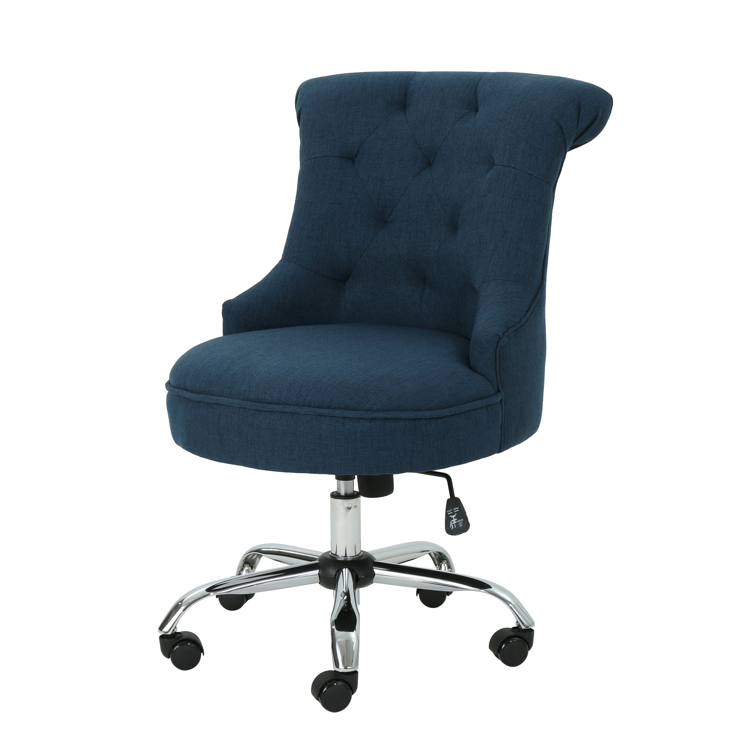 Christopher Knight Home Tyesha Desk Chair - Navy Blue & Chrome Finish, Ergonomic Office Chair for Home & Office Workspace