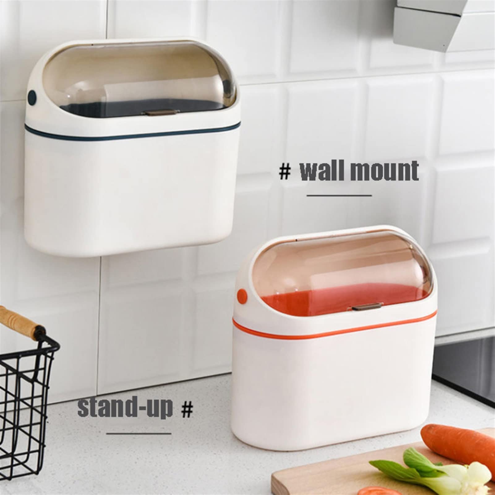 TOMYEUS Small Trash Can with Lid - Mini Waste Basket for Bathroom, Office, Countertop, RV & Dorm - Mountable Desktop Garbage Bin - Perfect for Small Spaces & Home Organization (Black)