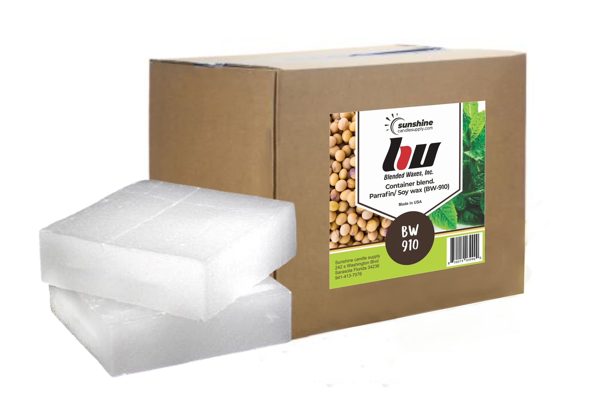 Premium BW910 Candle Wax - 10lb Slab for Container Candles, Soy & Paraffin Blend - Perfect for DIY Candle Making, Home Fragrance & Gift Crafting
