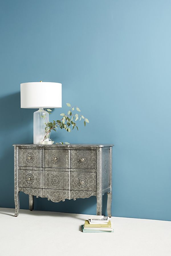 Hand Embossed 4-Drawer Dresser in German Silver | Vintage Metal Chest of Drawers for Bedroom, Living Room & Office Storage