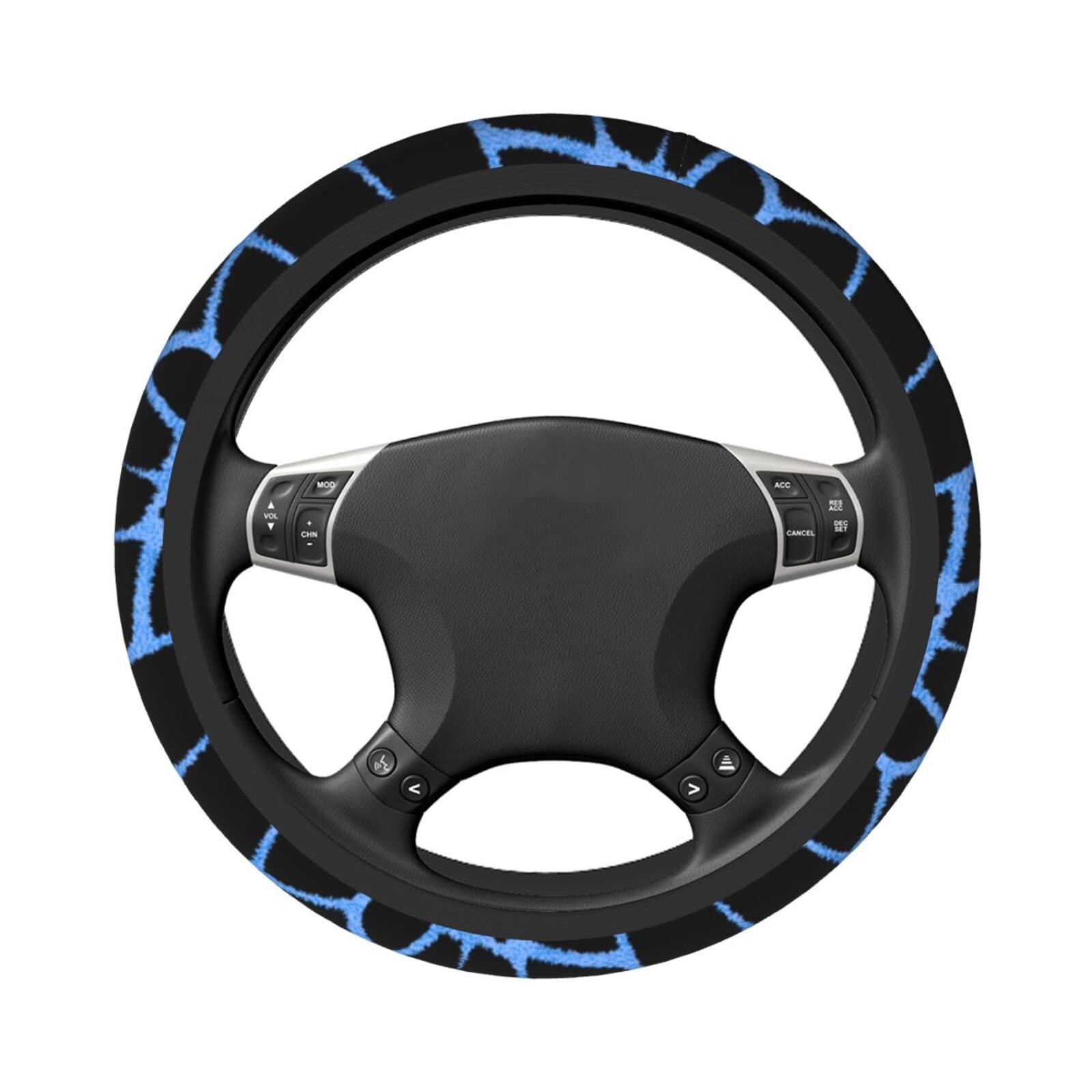 Blue Giraffe Print Neoprene Steering Wheel Cover - Universal 15 Inch Car Wheel Protector - Cute Animal Pattern Automotive Accessory for Cars, SUVs & Trucks - Perfect for Hot Weather & Long Drives