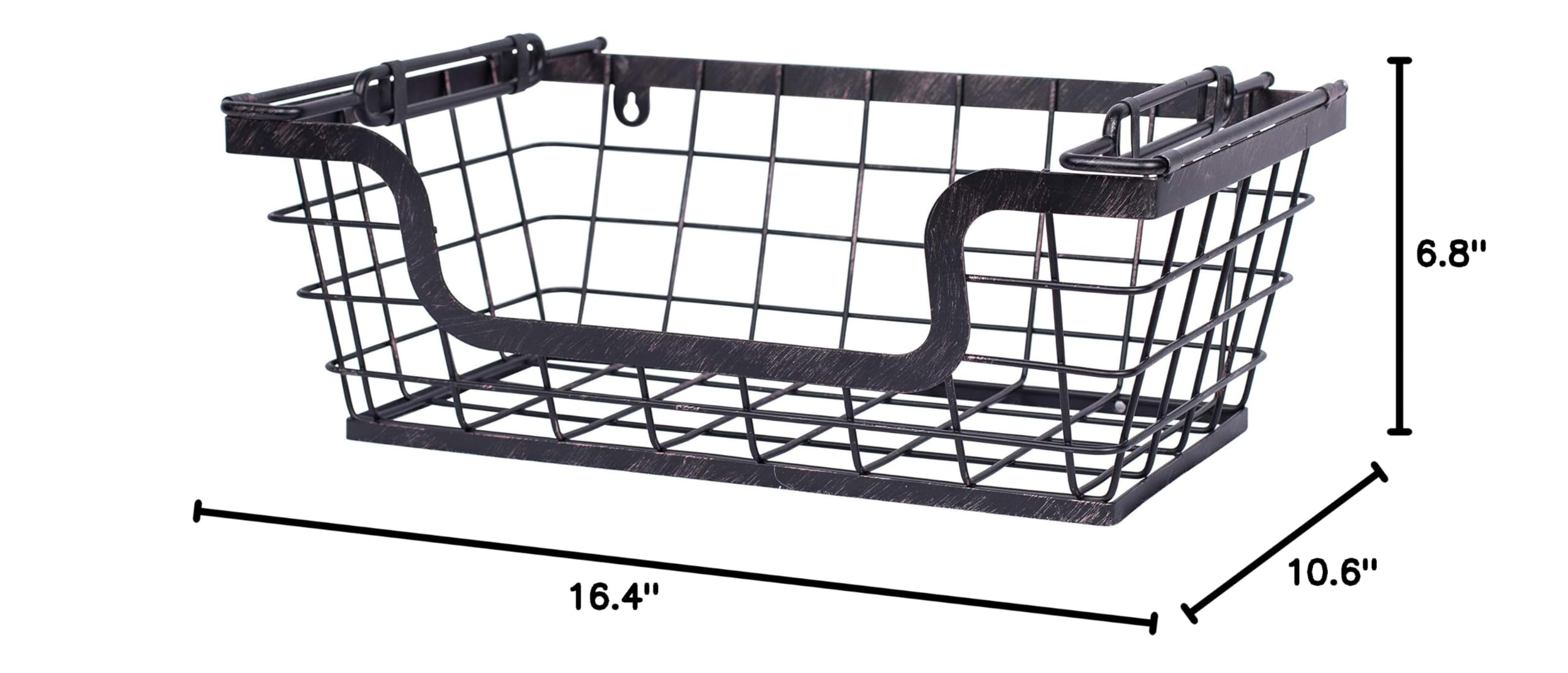 BIRDROCK HOME Set of 2 Stackable Metal Wire Baskets - Wall Mounted Hanging Storage Bins for Kitchen Pantry Organization - Perfect for Storing Potatoes, Onions, Fruits & Vegetables - Space Saving Cabinet & Countertop Storage Solution for Home & Office Use