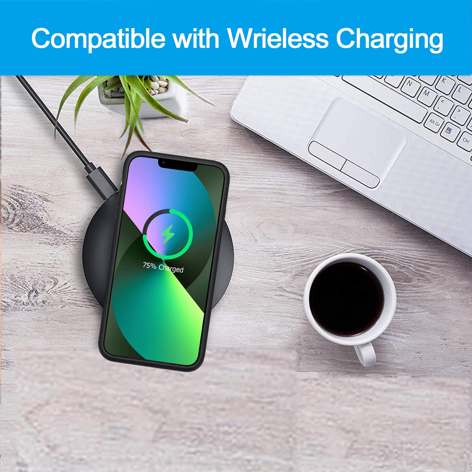 10000mAh Battery Case for iPhone 13 - Rechargeable Charging Case with Wireless Charging & CarPlay Support | External Power Bank for iPhone 13 (6.1 inch) | Perfect for Travel, Work & Emergency Charging (Black)