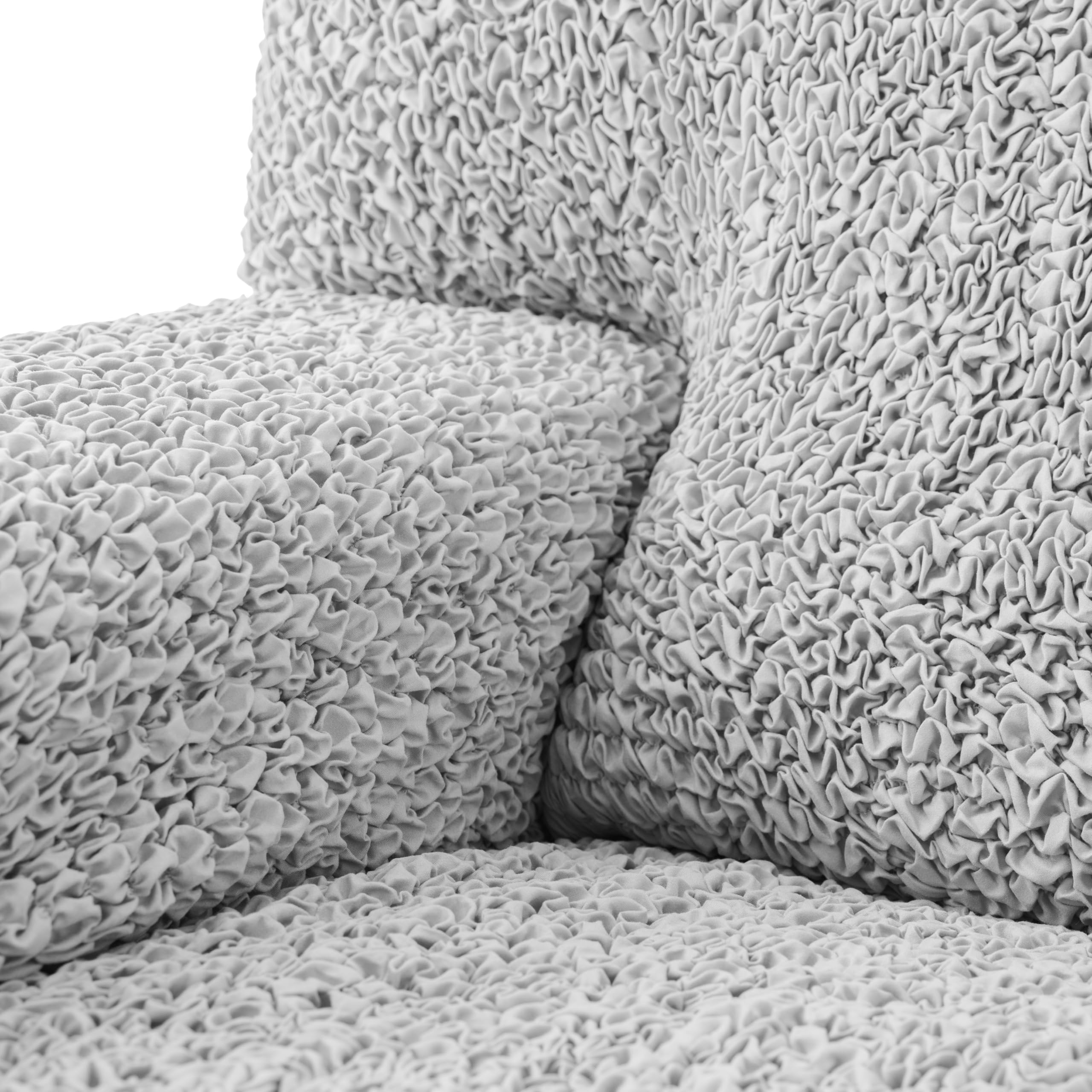PAULATO BY GA.I.CO. Stretch Sofa Slipcover - 1-Piece Washable Couch Cover with Soft Microfiber Fabric - Form Fit Protector for Pets - Light Grey - Perfect for Living Room, Family Room & Pet-Friendly Homes