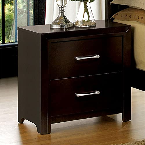Furniture of America Barett Contemporary Wood 2-Drawer Nightstand in Espresso - Modern Bedside Table for Bedroom, Living Room & Guest Room