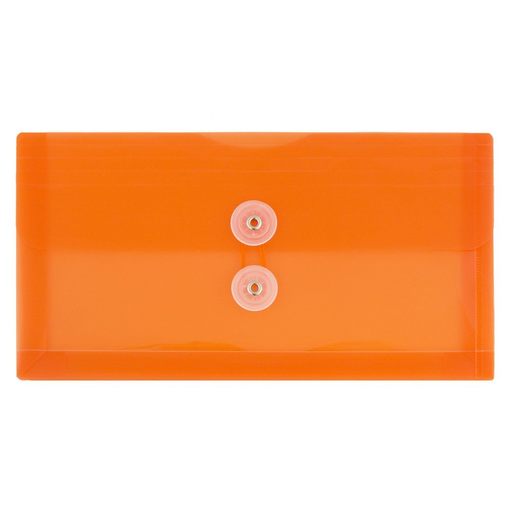 JAM Paper #10 Plastic Business Envelopes with Button & String Tie Closure - 5 1/4
