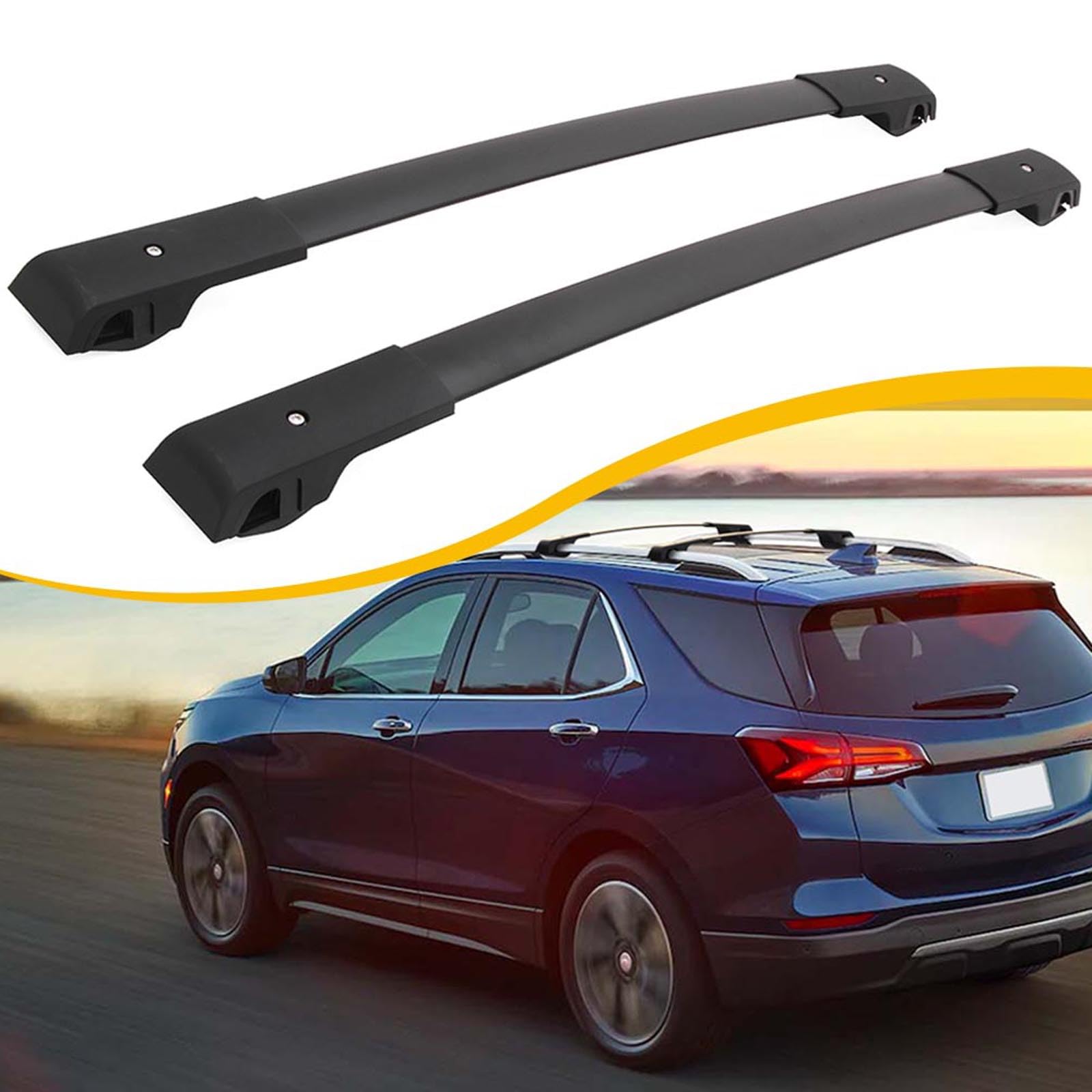 Heavy Duty Cross Bars Roof Rack for Chevrolet Chevy Equinox 2018-2024 | Universal Luggage Rack Crossbar Cargo Carrier with Side Rails | Perfect for Camping, Road Trips & Outdoor Adventures