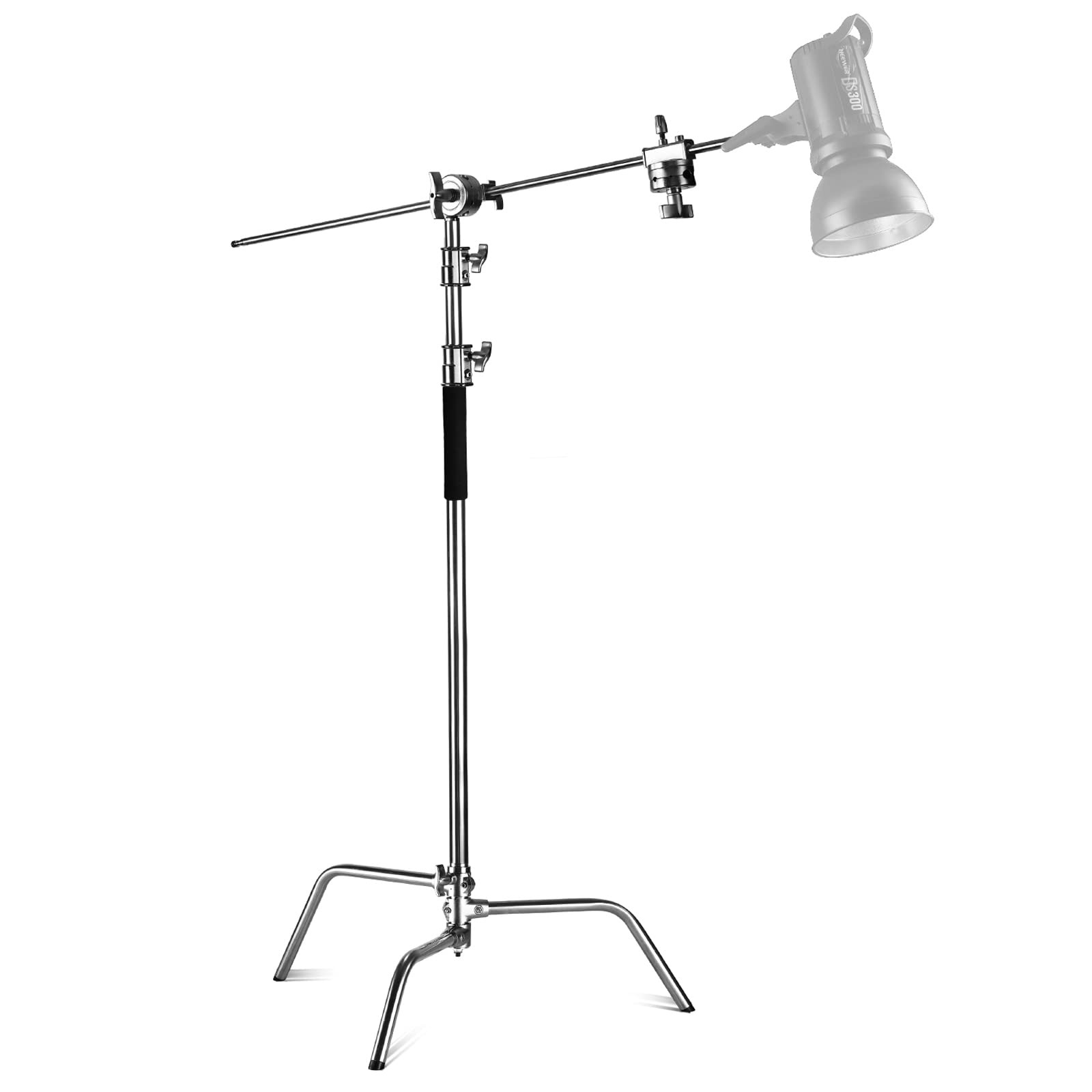 NEEWER Pro 100% Stainless Steel Heavy Duty C Stand with Boom Arm - 10.5ft Max Height Photography Light Stand, 4.2ft Holding Arm & 2 Grip Heads - Perfect for Studio Monolight, Softbox, Reflector - Ideal for Photography, Videography, and Film Production