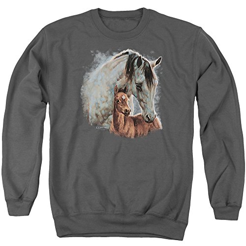 Wild Wings Painted Horses Unisex Crewneck Sweatshirt for Men & Women - Soft Cotton Pullover for Casual Wear, Street Style & Outdoor Activities