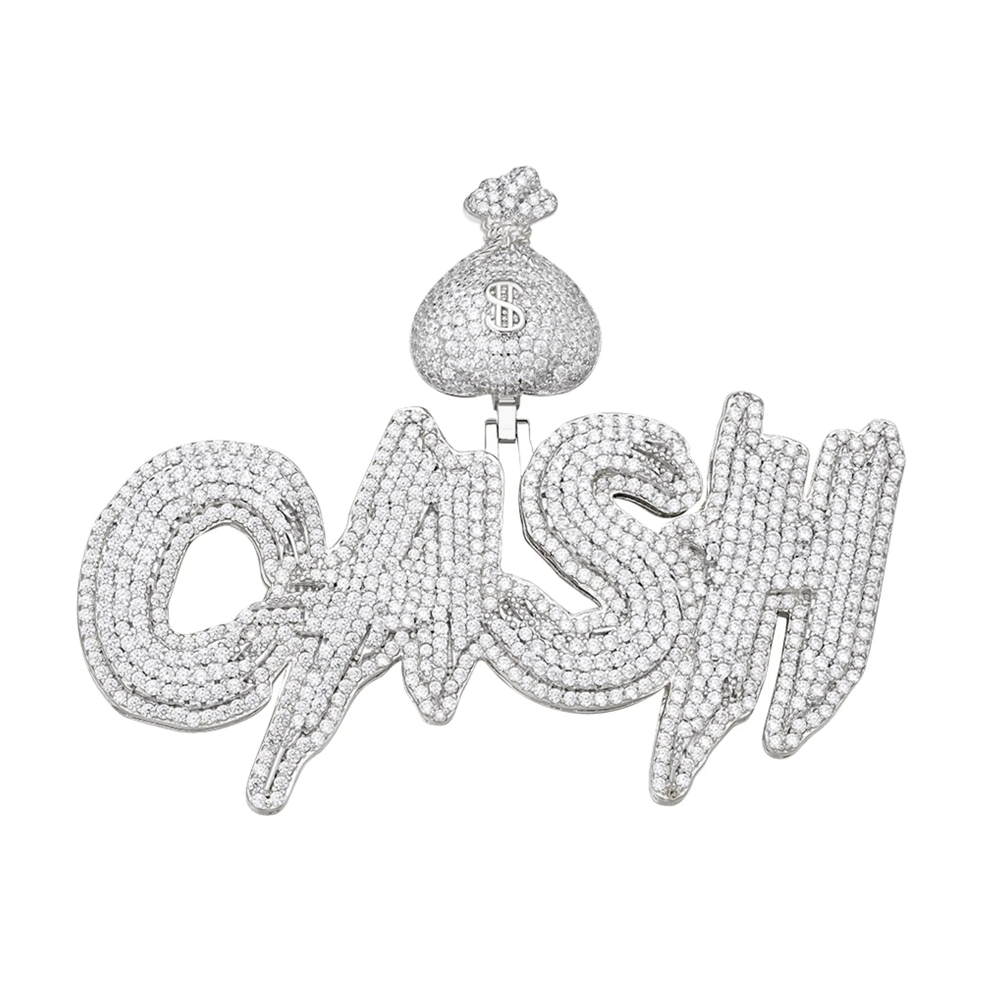 Moissanite CASH Pendant Necklace - 925 Sterling Silver with 14k Gold Plating - Elegant Jewelry Gift for Women - Perfect for Parties, Weddings & Everyday Wear