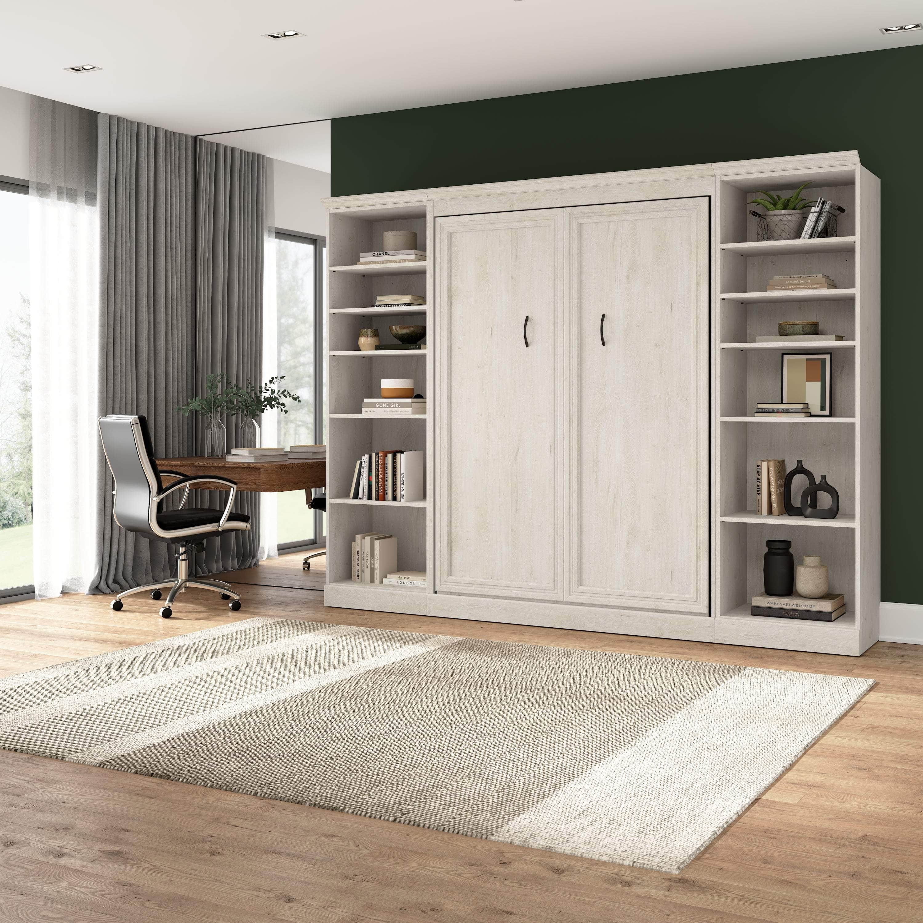 Space-Saving Full Murphy Wall Bed with 2 Storage Units - 3 Color Options | Perfect for Small Apartments, Guest Rooms & Home Offices