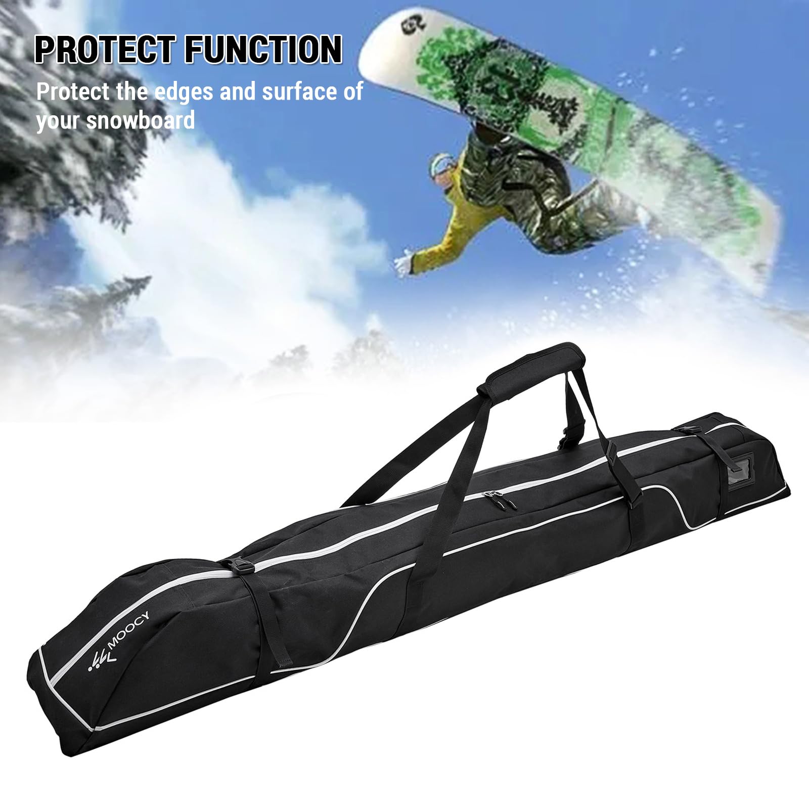 Waterproof Ski and Snowboard Storage Bag - 192cm Black Travel Equipment Organizer for Ski Gear Protection | Perfect for Winter Sports, Travel & Equipment Storage