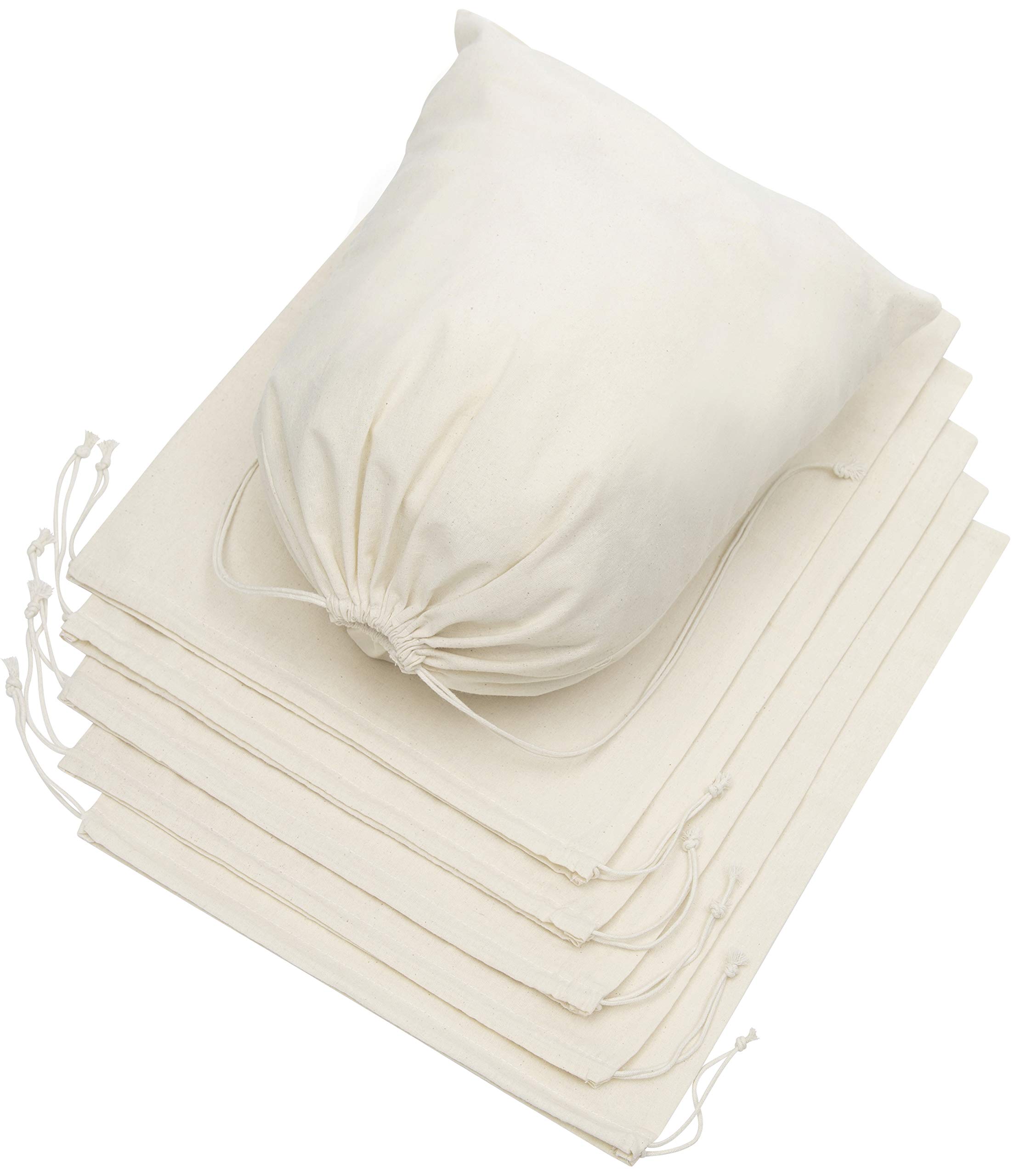 Premium 100% Cotton Muslin Shoe Storage Bags - 6 Pack Unbleached Beige (14