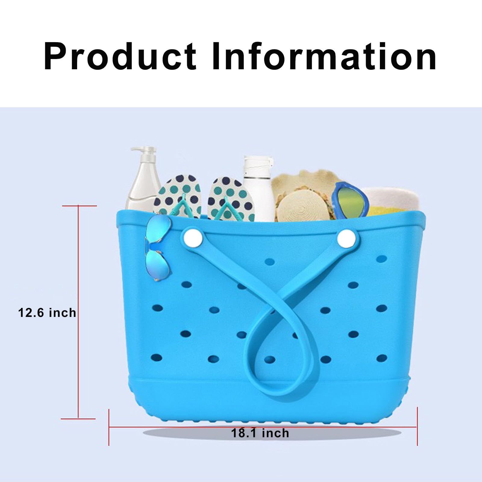 Waterproof Large Rubber Beach Tote Bag - Durable, Washable & Tip-Proof Open Tote for Beach, Pool, Boat & Sports | Perfect for Summer Outings, Travel & Outdoor Activities