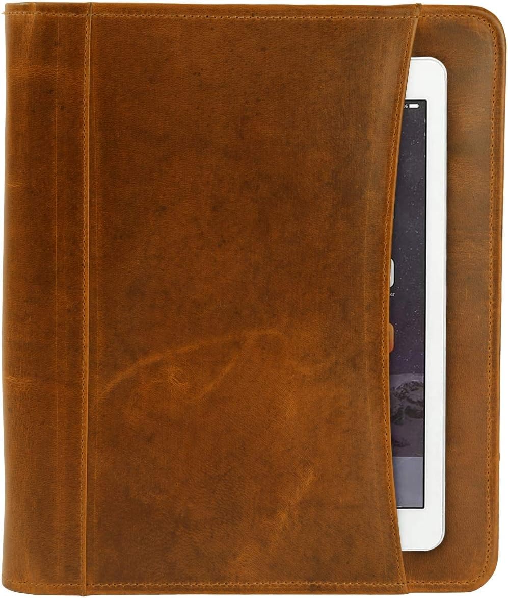 Jajmo Legacy Top Grain Leather Portfolio - Professional Business Padfolio & Document Organizer with Writing Pad for Men & Women | Perfect for Office Meetings, Interviews & Corporate Gifts