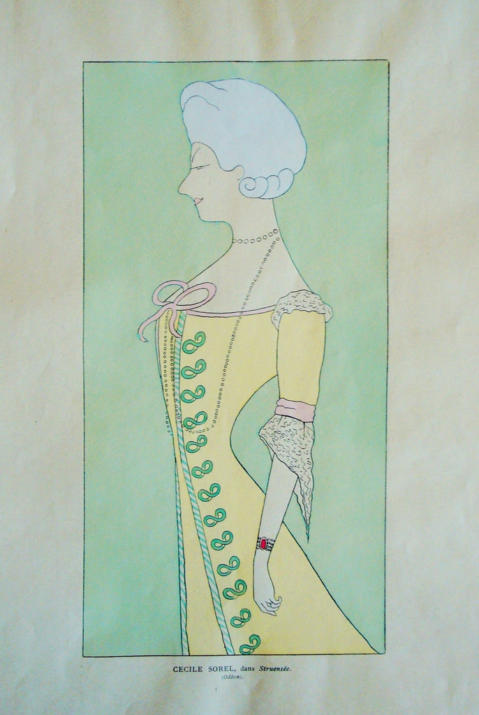 1899 Original French Art Nouveau Pochoir Print - Nos Actrices by Cappiello Featuring Cécile Sorel | Vintage Art Nouveau Theater Poster | Perfect for Home Decor, Art Collection & Theater Memorabilia
