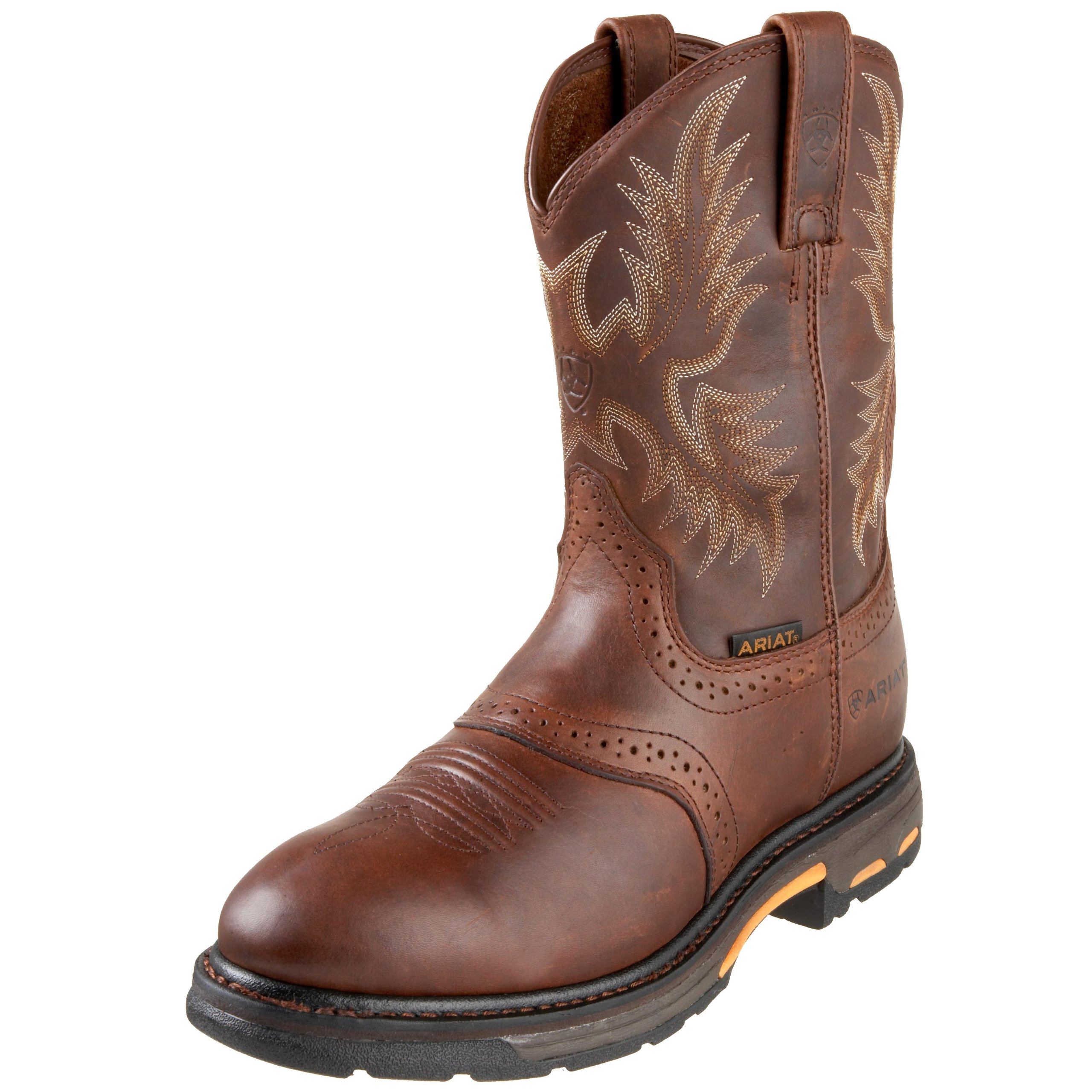 Ariat Men's Workhog Pull-On Leather Work Boots - Round Toe Western Style for Construction, Ranch & Outdoor Work - Comfortable & Durable Safety Footwear