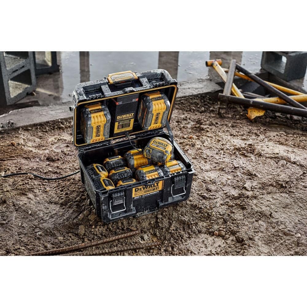 DEWALT Toughsystem 2.0 20V Dual Port Fast Charger (DWST08050) - Power Tool Battery Charger for Construction & DIY Projects