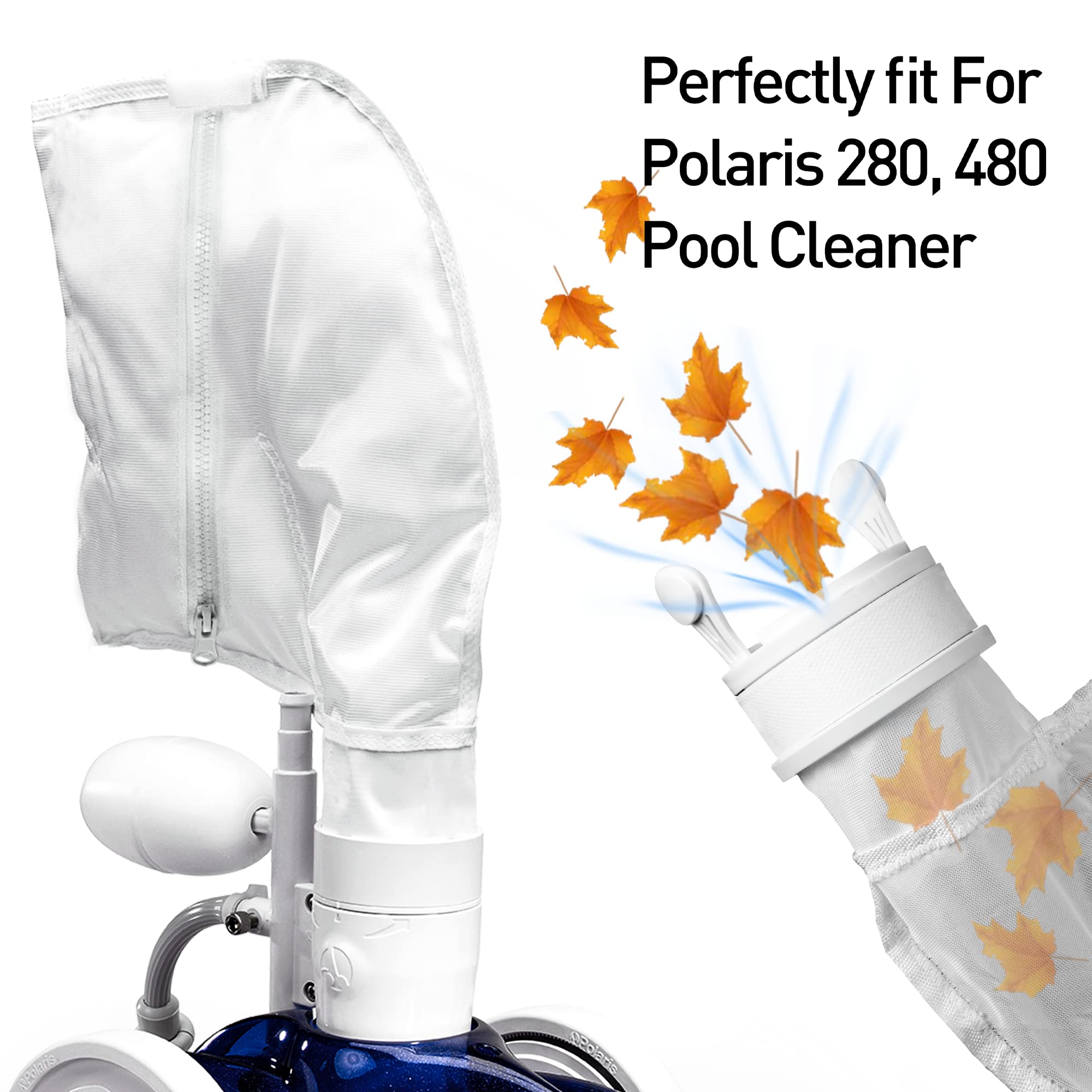 Premium Nylon Mesh Pool Cleaner Bags - Replacement Filter Bags for Polaris 280 & 480 Pool Cleaners - Durable All-Purpose Zippered Bags - Compatible with K13 & K16 Models (2-Pack) - Perfect for Pool Maintenance & Debris Collection