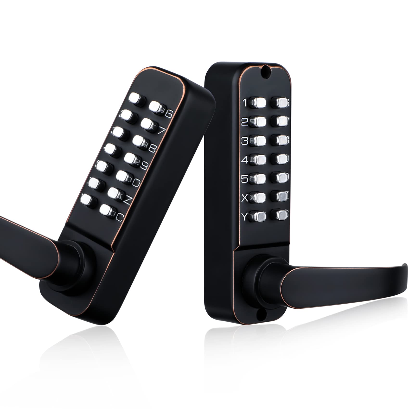 CODACE Keyless Entry Digital Combination Lock with Keypad - Black Electronic Front Door Lock Set for Outdoor Fence, Gate & Home Security (Passage Not Deadbolt) - Perfect for Homes, Apartments, Storage Units & Backyard Gates