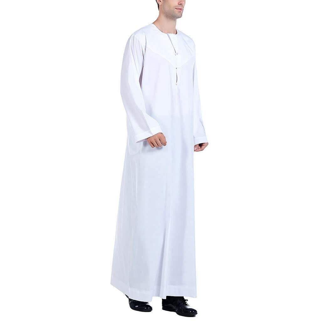 Premium Muslim Men's Thobe - Long Sleeve Islamic Robe Kaftan Abaya Dress for Prayer & Special Occasions | Middle Eastern Saudi Arabian Traditional Clothing for Eid & Daily Wear
