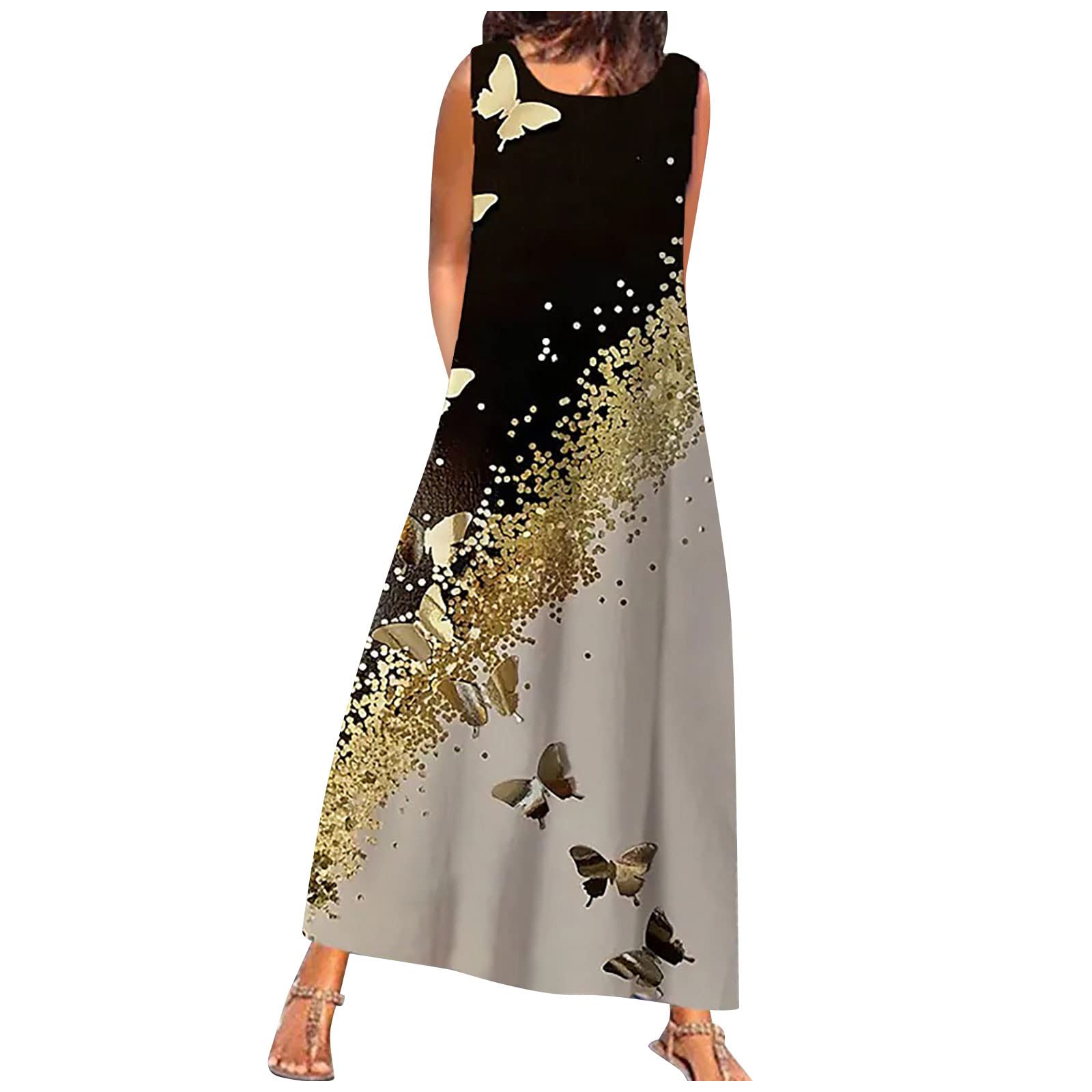 Women's Summer Printed Mini & Maxi Dresses 2023 - Casual Round Neck Flowy Sundresses for Spring/Summer - Perfect for Beach Vacations, Date Nights & Outdoor Parties