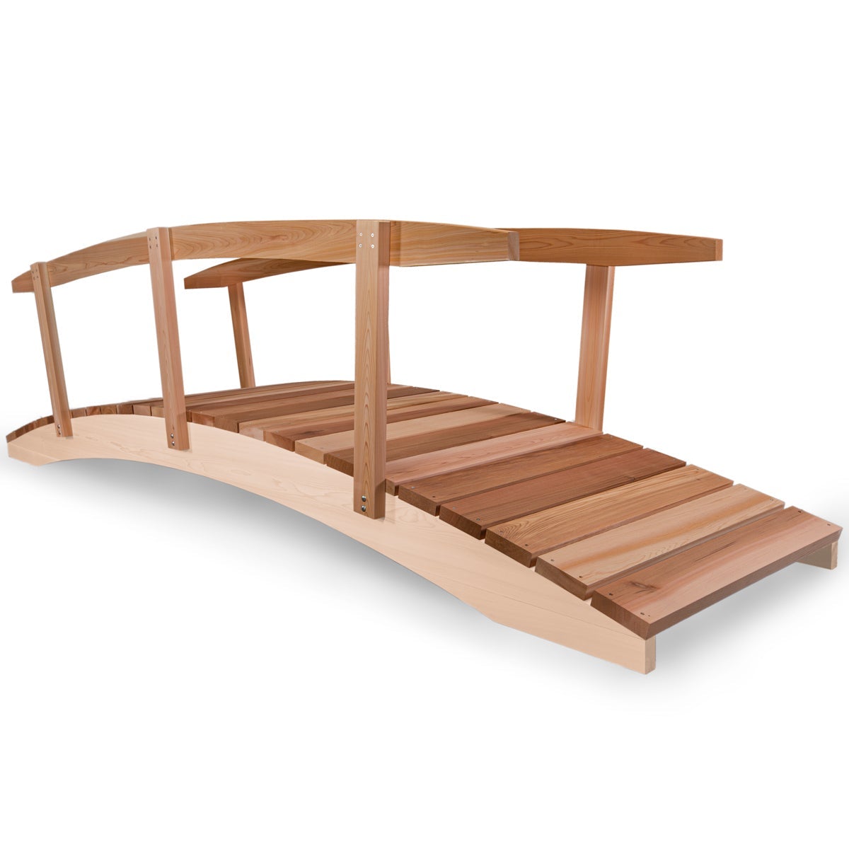 Premium Cedar Garden Bridge with Side Rails - Rustic Wooden Footbridge for Landscaping, Backyard, and Outdoor Decor