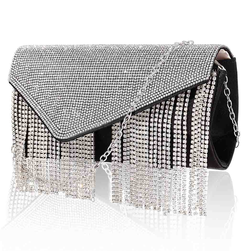 Yokawe Rhinestone Crystal Clutch Purse for Women - Sparkling Evening Bag with Tassel for Wedding, Prom, Club & Party | Elegant Crossbody Handbag for Special Occasions & Night Out