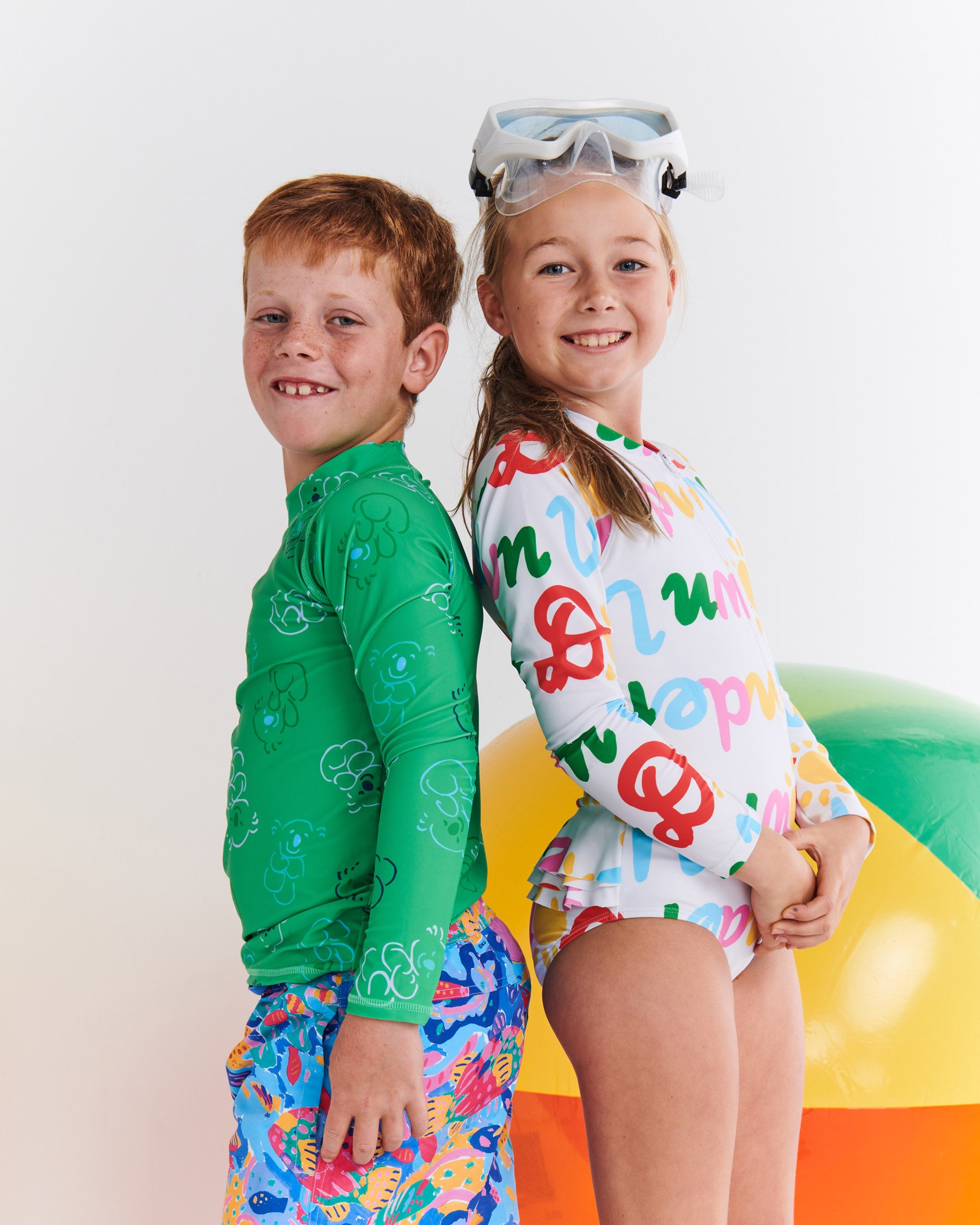 Kip&Co x Ken Done Koala Cuddles Green Rash Vest - UPF 50+ Sun Protection Swim Shirt for Kids, Toddler & Baby - Perfect for Beach, Pool & Outdoor Water Activities
