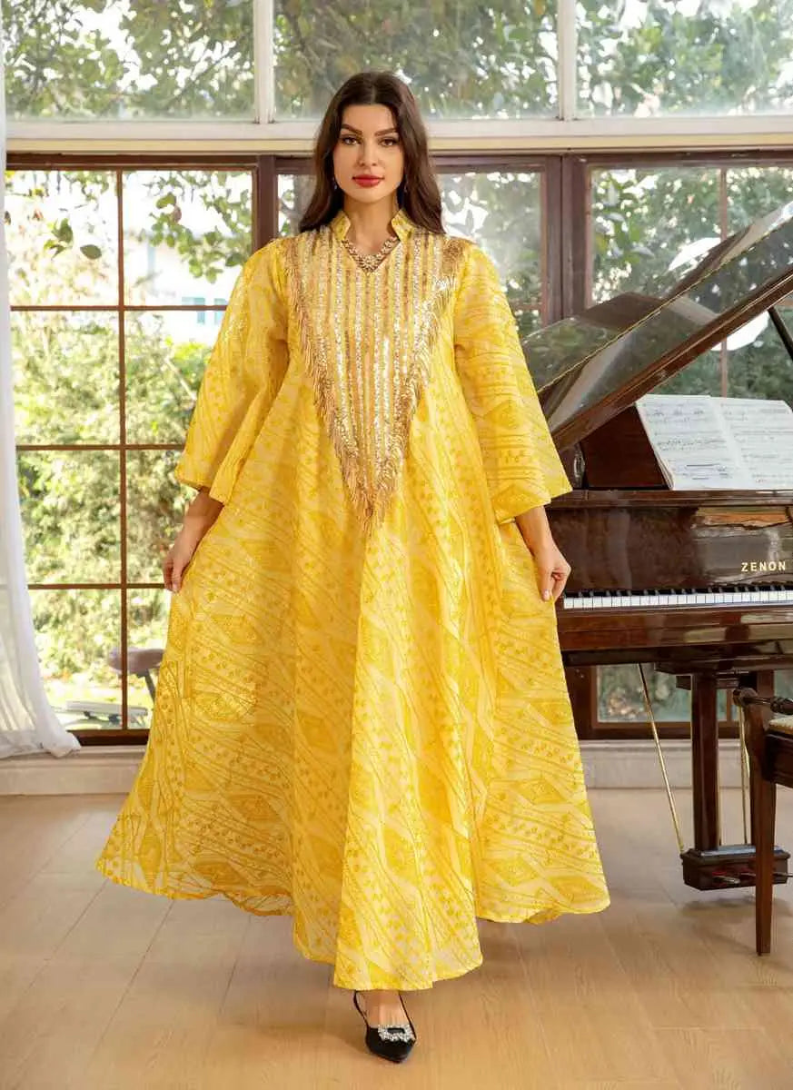Elegant Eid Dress for Women - Doris Embroidery & Sequins Kaftan Caftan | Perfect for Eid Celebrations, Weddings & Special Occasions