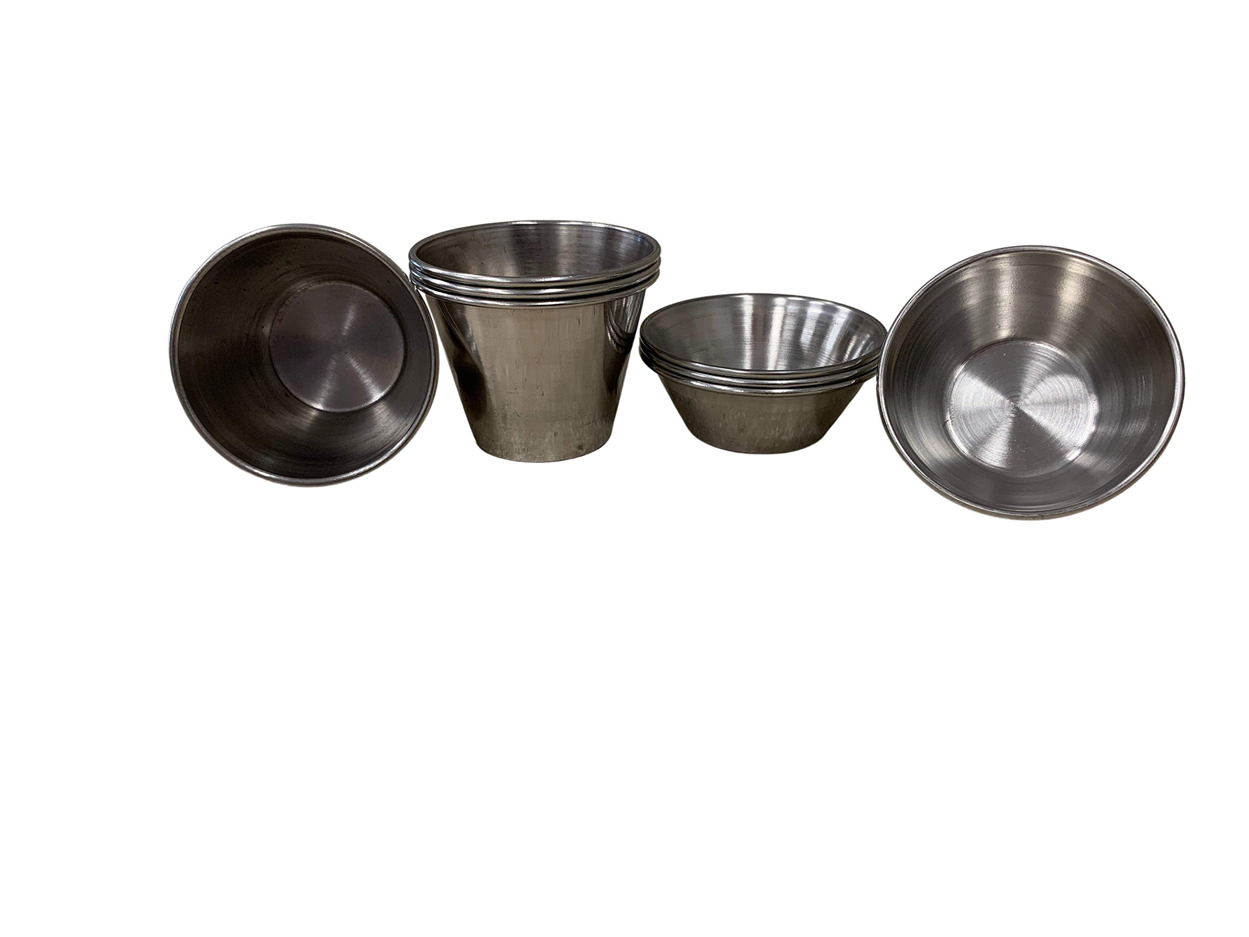 Premium Stainless Steel Sauce Cups - Set of 8 (4 x 2.5 oz & 4 x 1.5 oz) Ramekins for Condiments, Dipping Sauces, Portion Control - Perfect for Restaurants, Catering, BBQ Parties & Home Kitchen Use