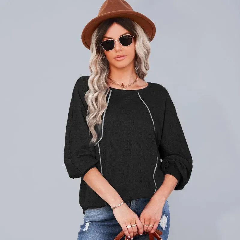 Loose Stitched Women's Sweatshirt - Comfortable Casual Pullover for Everyday Wear | Perfect for Lounging, Running Errands & Outdoor Activities