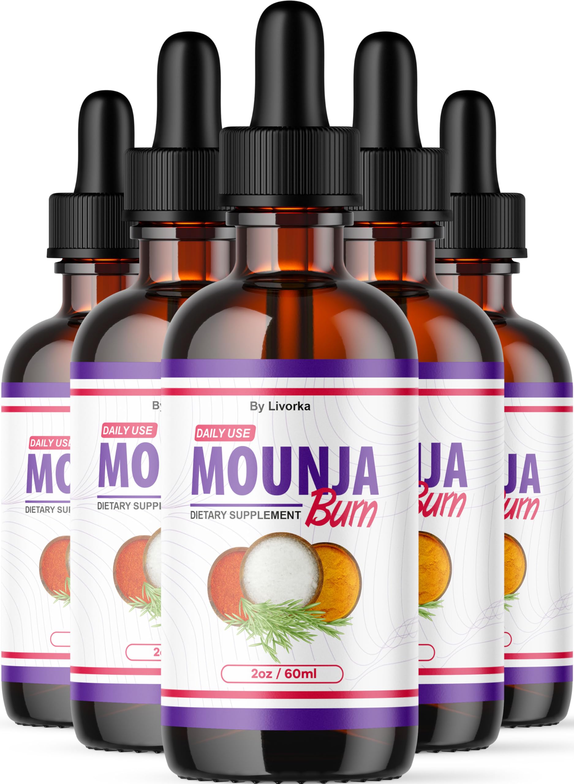 (5 Pack) Mounja Burn Drops - Natural Weight Loss Liquid Supplement, Advanced Herbal Tea Formula, 5 Bottles (5 Month Supply) for Metabolism Boost & Energy Support - Perfect for Daily Wellness Routine & Fitness Goals