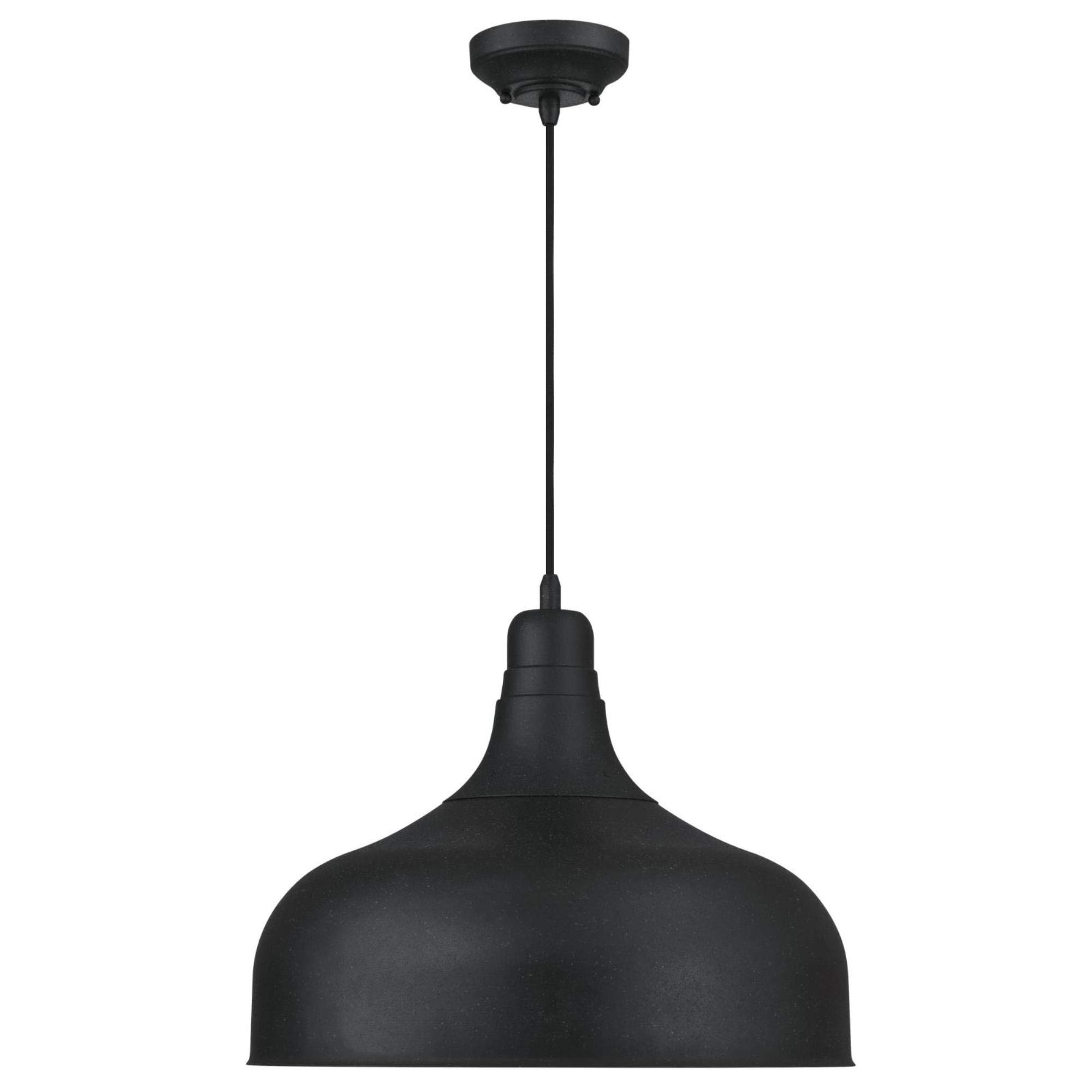 Westinghouse 6371700 Black Textured Iron Finish Morton One-Light Indoor Pendant Light Fixture – Perfect for Kitchen Island, Dining Room, or Entryway Lighting