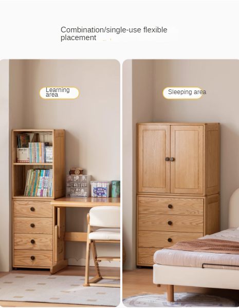 Solid Oak Wood Modern Nordic Kids Storage Cabinet - Multifunctional Organizer for Toys, Books & Clothes | Perfect for Nursery, Playroom & Bedroom Organization