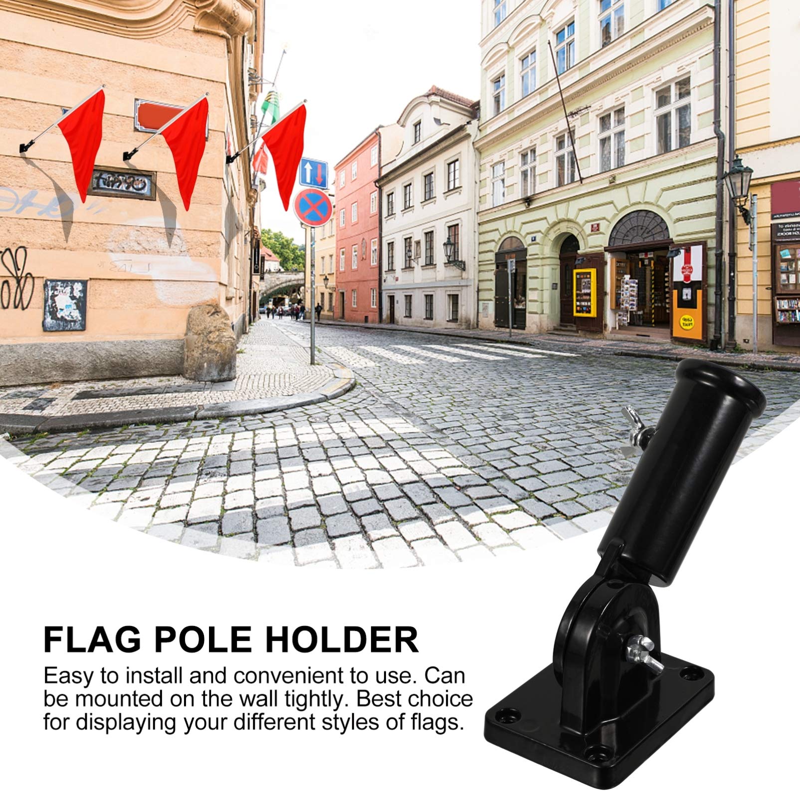 DOITOOL Heavy Duty Aluminum Flag Pole Holder - Adjustable Metal Bracket for 45 & 90 Degree Display - Indoor/Outdoor Use with Hardware Included - Perfect for Home, Garden, Patio, and Commercial Flag Displays