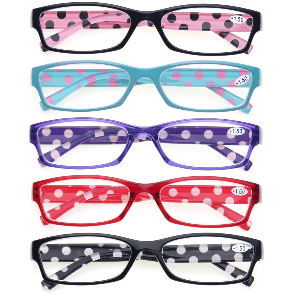 Kerecsen Reading Glasses 5 Pack - Fashion Women's Readers for Work & Reading