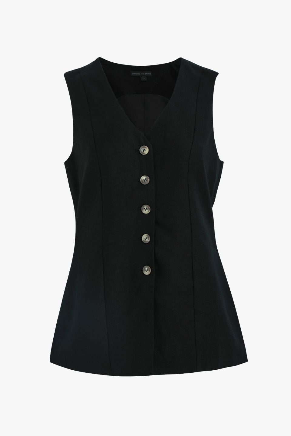 Eiffel Black Linen Viscose Fitted Longline Vest for Women - Slim Fit Waistcoat with Pockets | Perfect for Office Wear, Layering & Fall Fashion Outfits