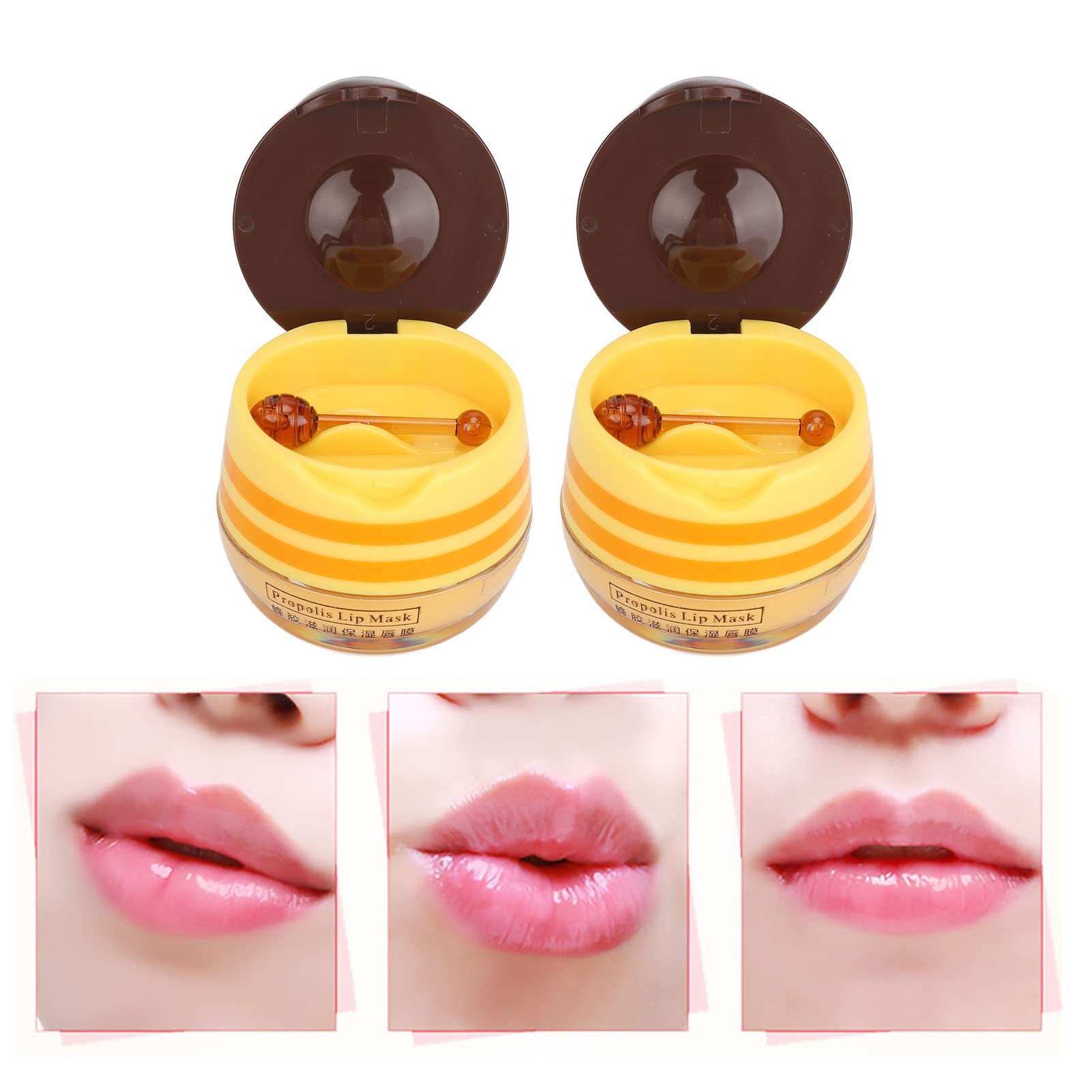 2PCS Honey Bee Lip Balm Set - Moisturizing & Exfoliating Beeswax Lip Care for Hydrated, Shiny Lips | Natural Nourishing Lip Repair Mask & Moisturizer | Perfect for Dry Lips, Winter Care & Daily Lip Treatment
