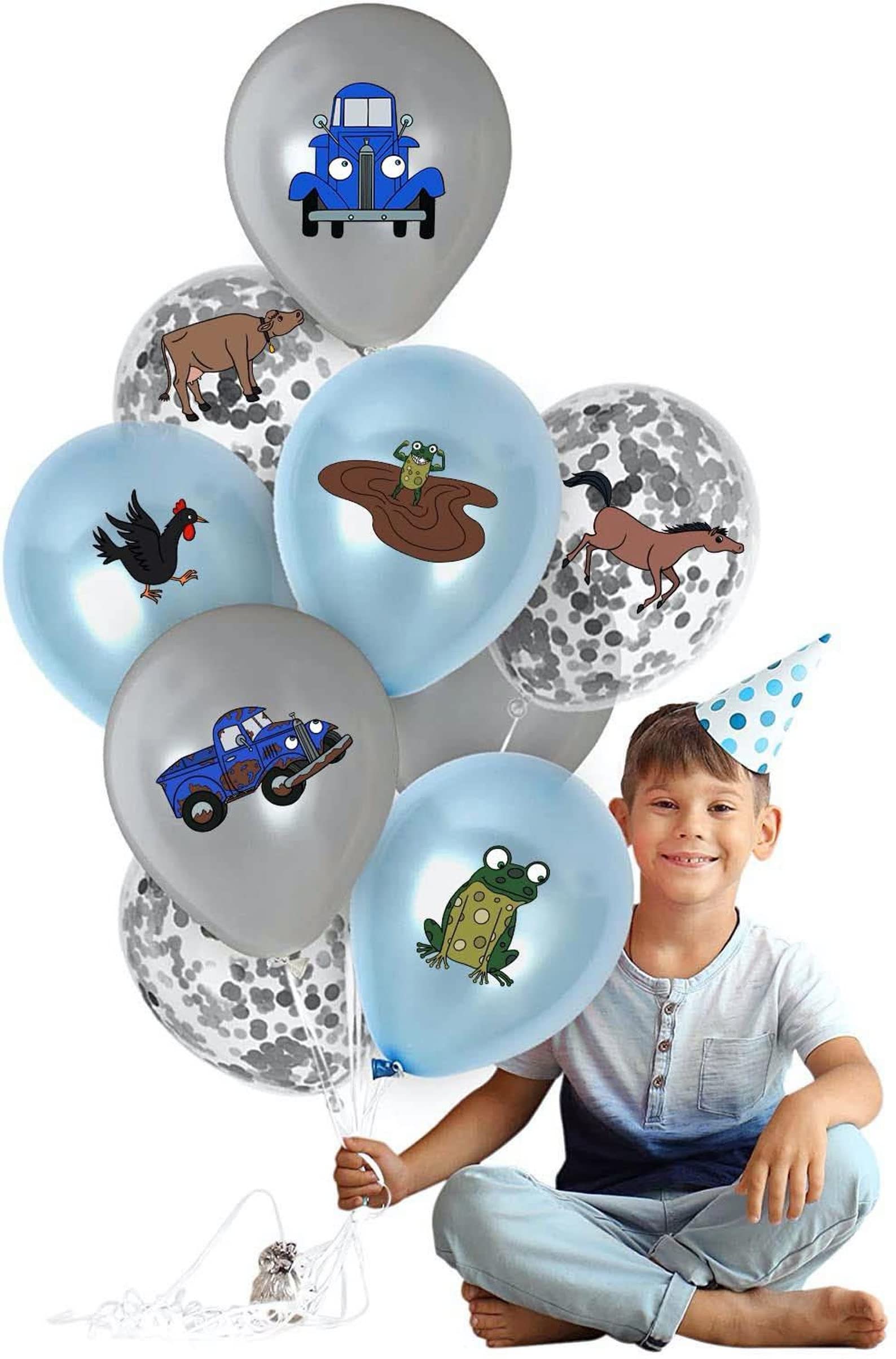 8 Pcs Little Blue Truck Balloon Stickers - Kids Birthday Party Decorations for Blue Truck Theme - Perfect for DIY Invitations, Cake Toppers & Party Favors (Balloons Not Included)