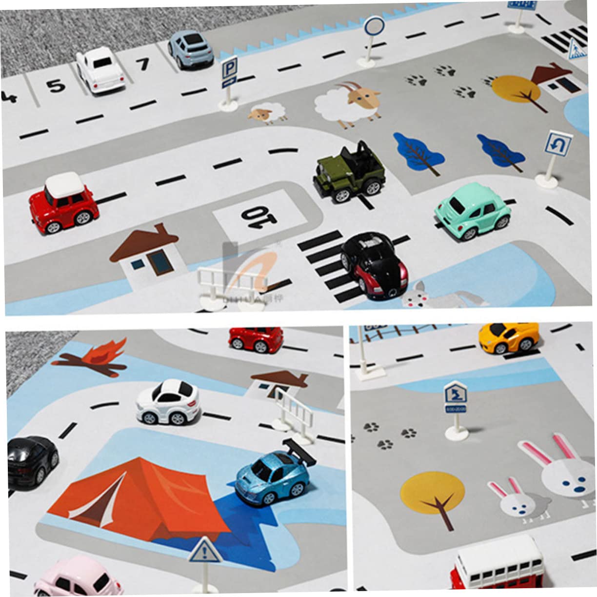RORPOIR 2-Piece Soft Interlocking Baby Play Mat - Non-Toxic Early Education Floor Mat with Traffic Road Map Design | Perfect for Crawling, Learning & Playtime in Nursery or Playroom